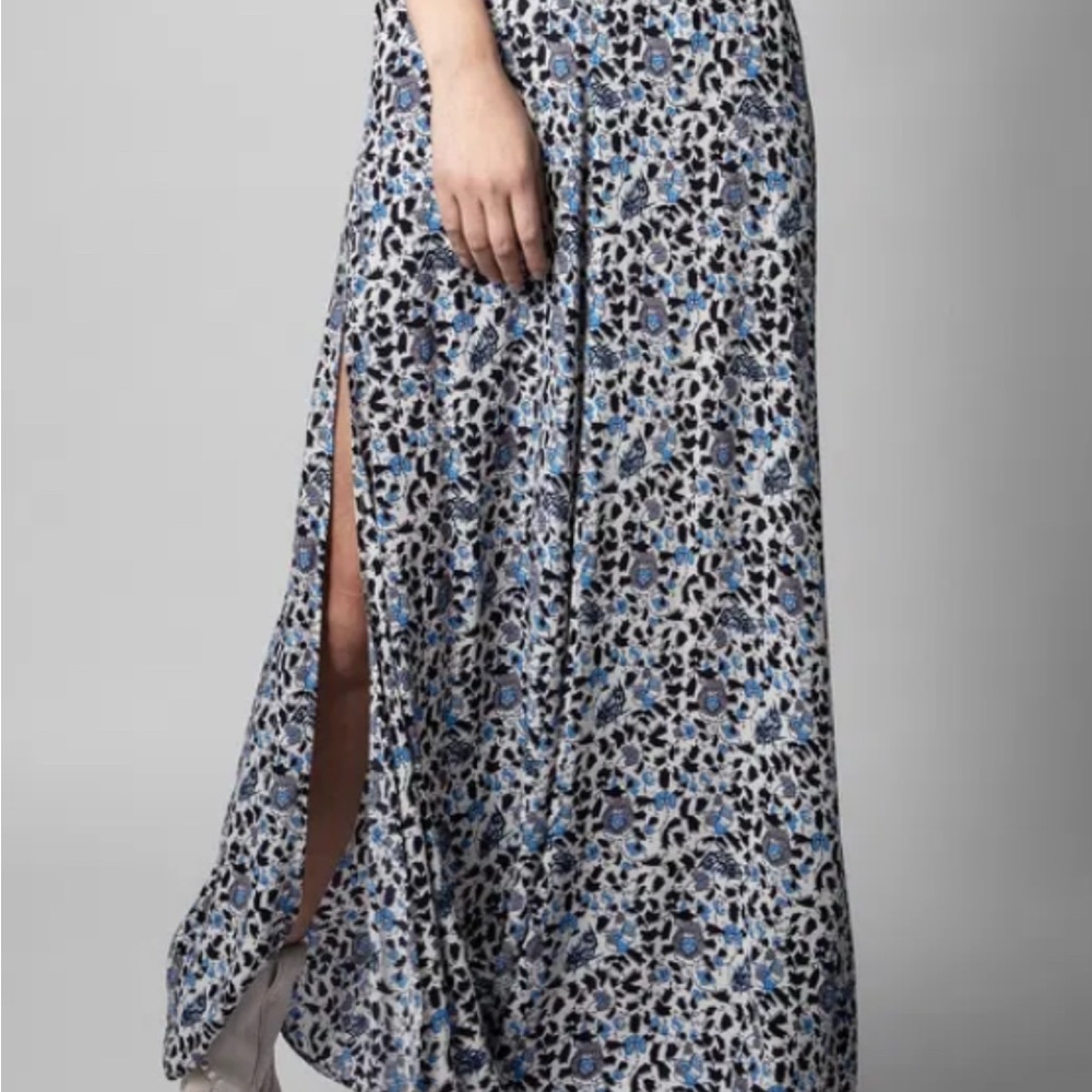 Zadig & Voltaire Blue and White Maxi Skirt with Slit